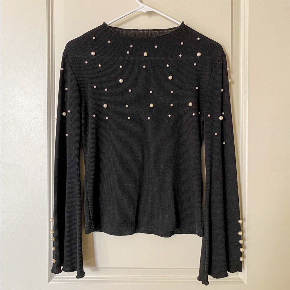 Black Sweater with Pearls